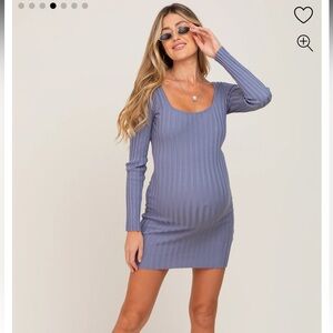 Blue Ribbed Maternity Dress size S